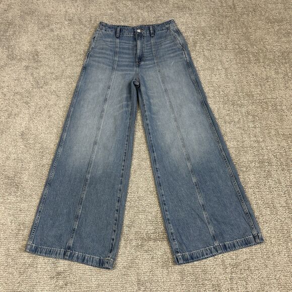 Madewell Jeans Wide Sweep Trouser Womens 25 Blue Denim High Waist Denim - Picture 2 of 13